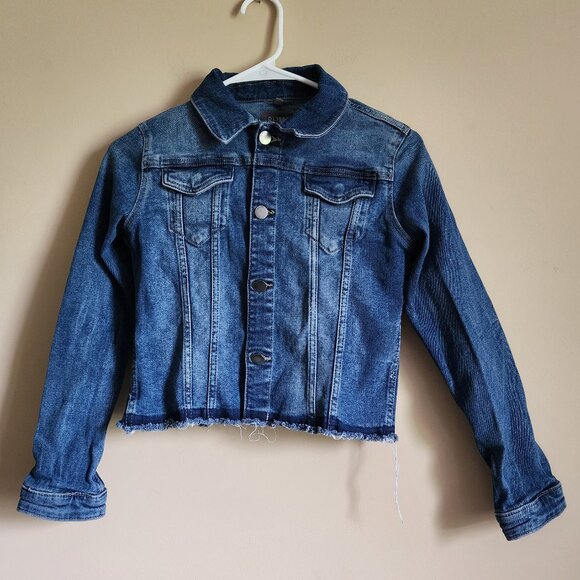 DL1961 Girls' Manning Denim Jacket Frayed Bottom Hem - Big Kid Size Medium - Picture 2 of 8